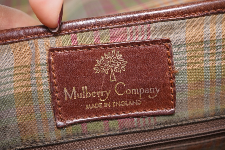 A Mulberry brown mock croc brown binocular crossbody bag